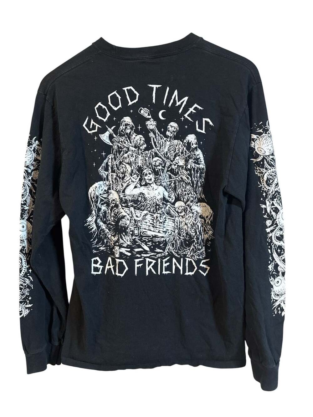 Lurking Class By Sketchy Tank Good Times Bad Friends Long Sleeve T-Shirt Medium